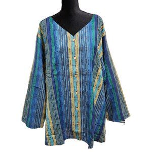 Roaman's Womens Cardigan Pintuck V-Neck 3/4 Sleeve Button Front Blouse 34W